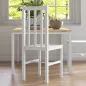 Juego de 2 Sillas de Comedor con Respaldo Alto de Listones y Estructura en Madera de Pino 38,5x47,5x99 cm Blanco