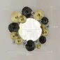 Adorno de Pared Metálico con Espejo Decorativo para Salón Dormitorio Pasillo 84x84 cm Dorado y Negro
