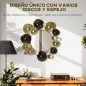 Adorno de Pared Metálico con Espejo Decorativo para Salón Dormitorio Pasillo 84x84 cm Dorado y Negro