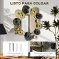 Adorno de Pared Metálico con Espejo Decorativo para Salón Dormitorio Pasillo 84x84 cm Dorado y Negro