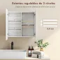 Armario de Baño con Espejo Diseño con Bordes Curvados 2 Puertas Estantes Ajustables 68x13x66 cm Blanco