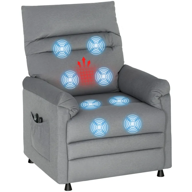 Sillón Relax Reclinable Eléctrico con Calor Lumbar Masaje Vibración Motor Silencioso Función de Memoria Gris Sillón Relax Reclinable Eléctrico con Calor Lumbar Masaje Vibración Motor Silencioso Función de Memoria Gris