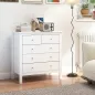Cómoda con 5 Cajones con Patas Elevadas Cajonera para Salón Oficina Estilo Moderno 79x39,5x80,5 cm Blanco