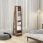 Espejo Joyero Giratorio 360° Armario para Joyas con Cerradura y Espejo Pequeño Incorporado 38x38x160 cm Marrón Rústico