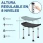 Taburete de Ducha Silla Ducha Personas Mayores con Altura Regulable de Aluminio Antideslizante Carga 135 kg Negro