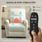 Sillón Relax Reclinable Eléctrico con Calor Lumbar Masaje Vibración Motor Silencioso Función de Memoria Crema