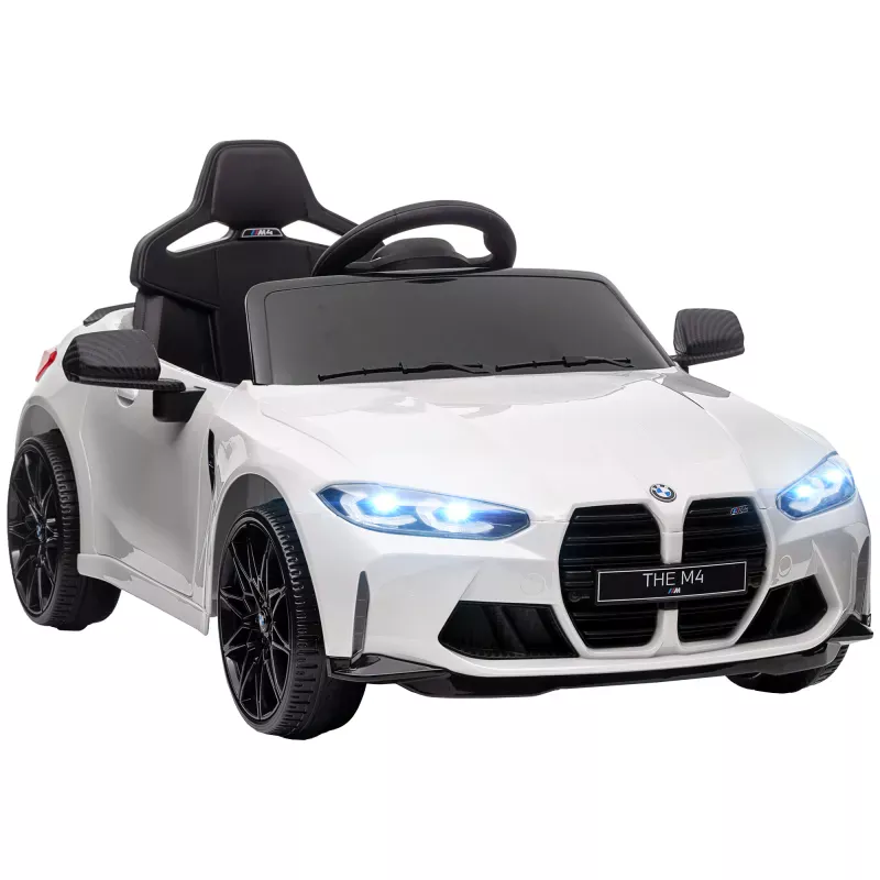Coche de Batería para Niños 12V BMW M4 con Mando a Distancia Faros Bocina Música Velocidad 3-5 km/h Blanco Coche de Batería para Niños 12V BMW M4 con Mando a Distancia Faros Bocina Música Velocidad 3-5 km/h Blanco