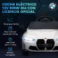 Coche de Batería para Niños 12V BMW M4 con Mando a Distancia Faros Bocina Música Velocidad 3-5 km/h Blanco