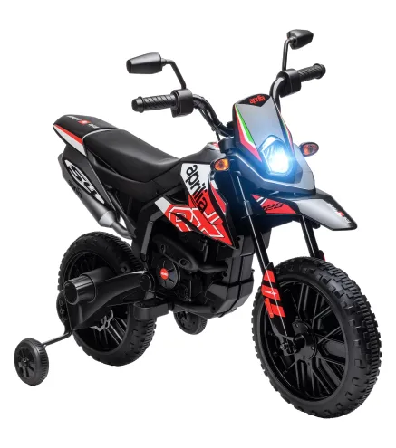 Moto Eléctrica para Niños 12V con Licencia Aprilia con Ruedas Auxiliares Desmontables 6 km/h Suspensión Trasera Rojo