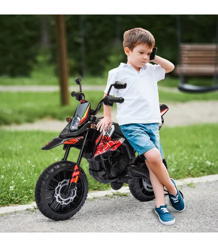 Moto Eléctrica para Niños 12V con Licencia Aprilia con Ruedas Auxiliares Desmontables 6 km/h Suspensión Trasera Rojo