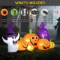 Calabaza Inflable de Halloween con Fantasma Lápida con Luces LED IP44 e Inflador para Fiestas 240x130x130 cm Multicolor