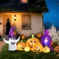 Calabaza Inflable de Halloween con Fantasma Lápida con Luces LED IP44 e Inflador para Fiestas 240x130x130 cm Multicolor