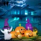 Calabaza Inflable de Halloween con Fantasma Lápida con Luces LED IP44 e Inflador para Fiestas 240x130x130 cm Multicolor