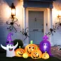Calabaza Inflable de Halloween con Fantasma Lápida con Luces LED IP44 e Inflador para Fiestas 240x130x130 cm Multicolor