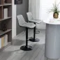 Juego de 2 Taburetes de Bar Giratorios Altura Ajustable 86-106 cm Tapizada en Cuero Sintético Respaldo y Reposapiés Gris