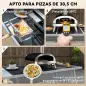 Mini Horno de Pizza de Leña con Piedra Refractaria Termómetro y Bandeja Giratoria para Jardín Terraza o Camping