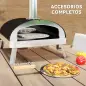 Mini Horno de Pizza de Leña con Piedra Refractaria Termómetro y Bandeja Giratoria para Jardín Terraza o Camping