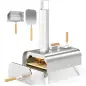 Mini Horno de Leña para Pizza con Piedra Refractaria Pala y Patas Plegables para Camping y Exterior 79x36x75 cm Plata