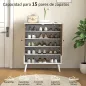 Zapatero Entrada Recibidor con Estantes Ajustables Compartimento Abierto para 15 Pares de Zapatos Blanco y Natural