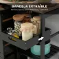 Carro de Cocina Carrito Auxiliar con Ruedas con 3 Cajones 2 Estantes Abiertos y Bandeja Extraíble 67x37x85,5 cm Negro