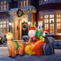 Papá Noel Hinchable con Trineo Pingüinos y Renos Luces LED Decoración de Navidad para Exterior e Interior 180x120x155 cm