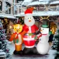 Papá Noel Inflable 150 cm con Reno y Muñeco de Nieve Luces LED e Inflador Eléctrico para Exterior Jardín Césped