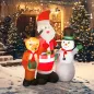 Papá Noel Inflable 150 cm con Reno y Muñeco de Nieve Luces LED e Inflador Eléctrico para Exterior Jardín Césped