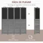 Biombo Separador de Ambientes Plegable de 4 Paneles de Madera con Pizarras para Dormitorio 162x172 cm Gris