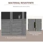 Biombo Separador de Ambientes Plegable de 4 Paneles de Madera con Pizarras para Dormitorio 162x172 cm Gris