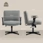 Silla de Oficina Piernas Cruzadas con Reposabrazos Abatible Asiento Ancho sin Ruedas Altura Ajustable Giratoria Gris