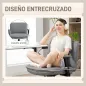 Silla de Oficina Piernas Cruzadas con Reposabrazos Abatible Asiento Ancho sin Ruedas Altura Ajustable Giratoria Gris