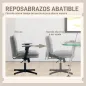 Silla de Oficina Piernas Cruzadas con Reposabrazos Abatible Asiento Ancho sin Ruedas Altura Ajustable Giratoria Gris