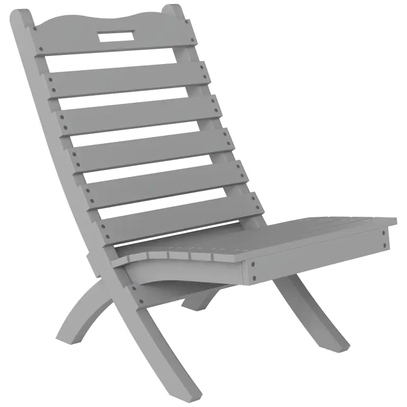 Silla de Jardín de Madera con Listones Respaldo Inclinado y Protección Multicapa para Exterior 76x48x78 cm Gris