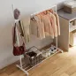 Burro para Ropa con Ruedas 5 Ganchos Barra para Colgar y Balda Inferior para Recibidor Entrada 120x43x171 cm Blanco