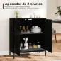 Aparador de Cocina Moderno Aparador para Salón con 2 Puertas Estante Ajustable y Base Elevada 80x40x90 cm Negro Aparador de Cocina Moderno Aparador para Salón con 2 Puertas Estante Ajustable y Base Elevada 80x40x90 cm Negro