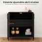 Aparador de Cocina Moderno Aparador para Salón con 2 Puertas Estante Ajustable y Base Elevada 80x40x90 cm Negro Aparador de Cocina Moderno Aparador para Salón con 2 Puertas Estante Ajustable y Base Elevada 80x40x90 cm Negro