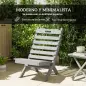 Silla de Jardín de Madera con Listones Respaldo Inclinado y Protección Multicapa para Exterior 76x48x78 cm Gris
