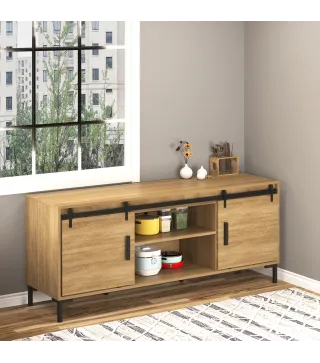 Herrajes Puertas Correderas 200 cm para Puerta Corredera Doble de Madera Ancho 50 cm Mueble de TV Armario Negro