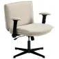 Silla de Oficina Piernas Cruzadas con Reposabrazos Abatible Asiento Ancho sin Ruedas Altura Ajustable Giratoria Crema Silla de Oficina Piernas Cruzadas con Reposabrazos Abatible Asiento Ancho sin Ruedas Altura Ajustable Giratoria Crema