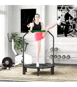 Cama Elástica Plegable Ø102 cm con Mango Ajustable Marco de Acero para Entrenamiento Piernas Cuerpo Negro y Verde