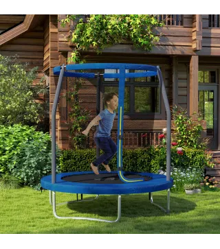 Cama Elástica Infantil Trampolín para Niños +6 Años con Red de Seguridad Ø183x200 cm Azul