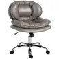 Silla de Oficina Piernas Cruzadas con Asiento Ancho Ruedas Altura Ajustable Doble Acolchado Función Basculante Gris