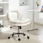Silla de Oficina Piernas Cruzadas con Asiento Ancho Ruedas Altura Ajustable Doble Acolchado Función Basculante Gris