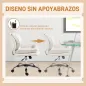 Silla de Oficina Piernas Cruzadas con Asiento Ancho Ruedas Altura Ajustable Doble Acolchado Función Basculante Gris