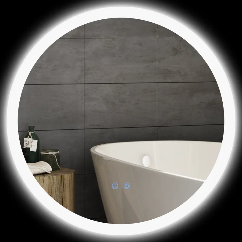 Espejo de Baño Redondo con Luces LED Ø60x3 cm Espejo Antivaho 3 Luces de Colores Función de Memoria Interruptor Táctil Espejo de Baño Redondo con Luces LED Ø60x3 cm Espejo Antivaho 3 Luces de Colores Función de Memoria Interruptor Táctil