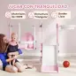 4 en 1 Parque Infantil Interior para +18 Meses Conjunto con Trepador y Canasta con Temática de Cohete Rosa y Blanco