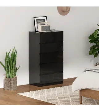 Cómoda con 5 Cajones Cajonera de Estilo Moderno para Dormitorio Entrada Salón 55x34x100 cm Negro