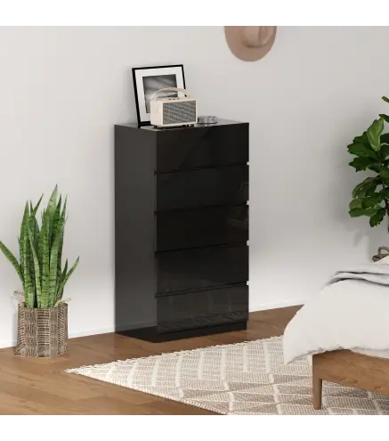 Cómoda con 5 Cajones Cajonera de Estilo Moderno para Dormitorio Entrada Salón 55x34x100 cm Negro