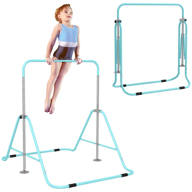 Barra de Gimnasia Artística Plegable Altura Ajustable Equipo de Gimnasia para Entrenamiento en Casa Azul Celeste