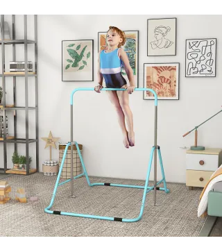 Barra de Gimnasia Artística Plegable Altura Ajustable Equipo de Gimnasia para Entrenamiento en Casa Azul Celeste